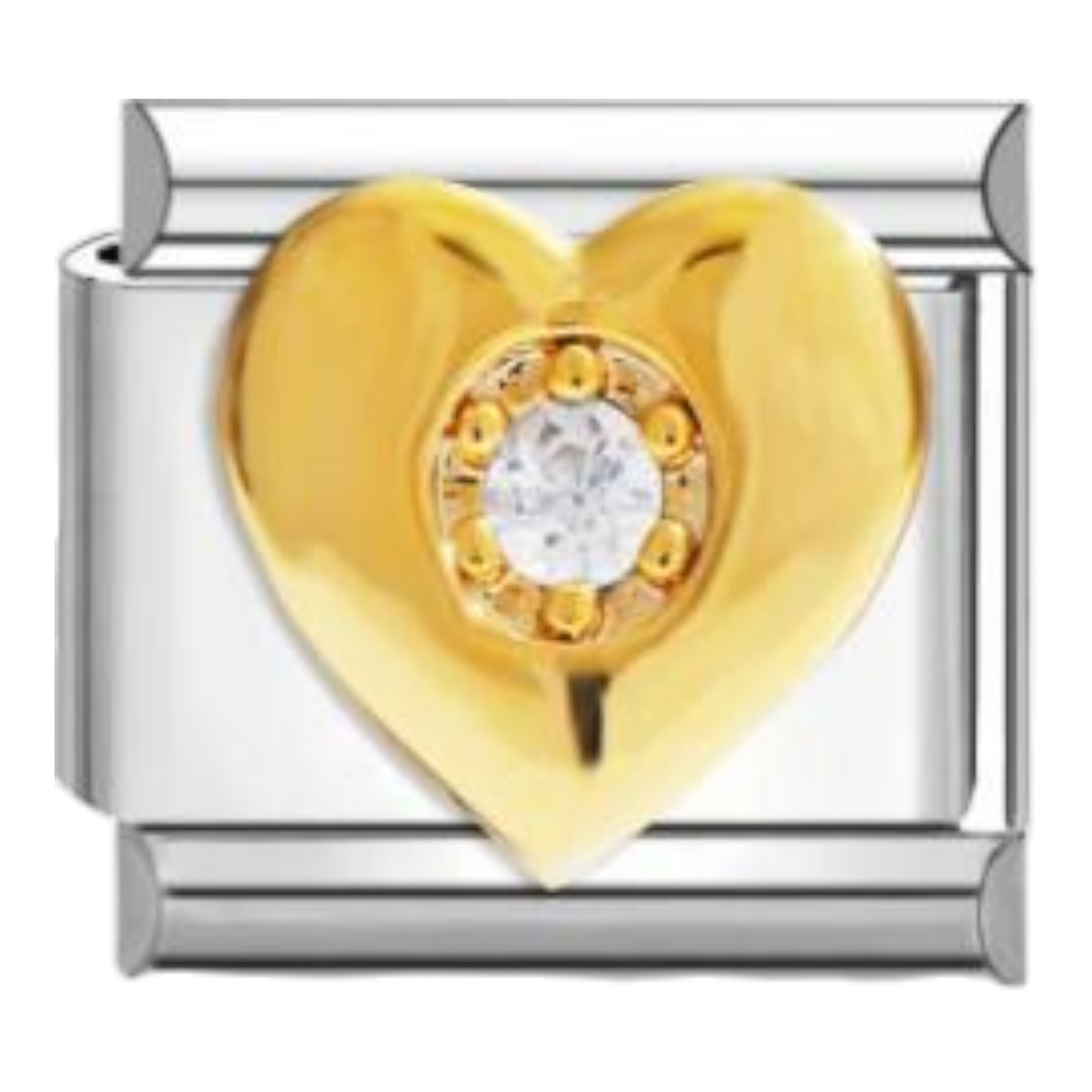 Corazón Dorado con Cristal