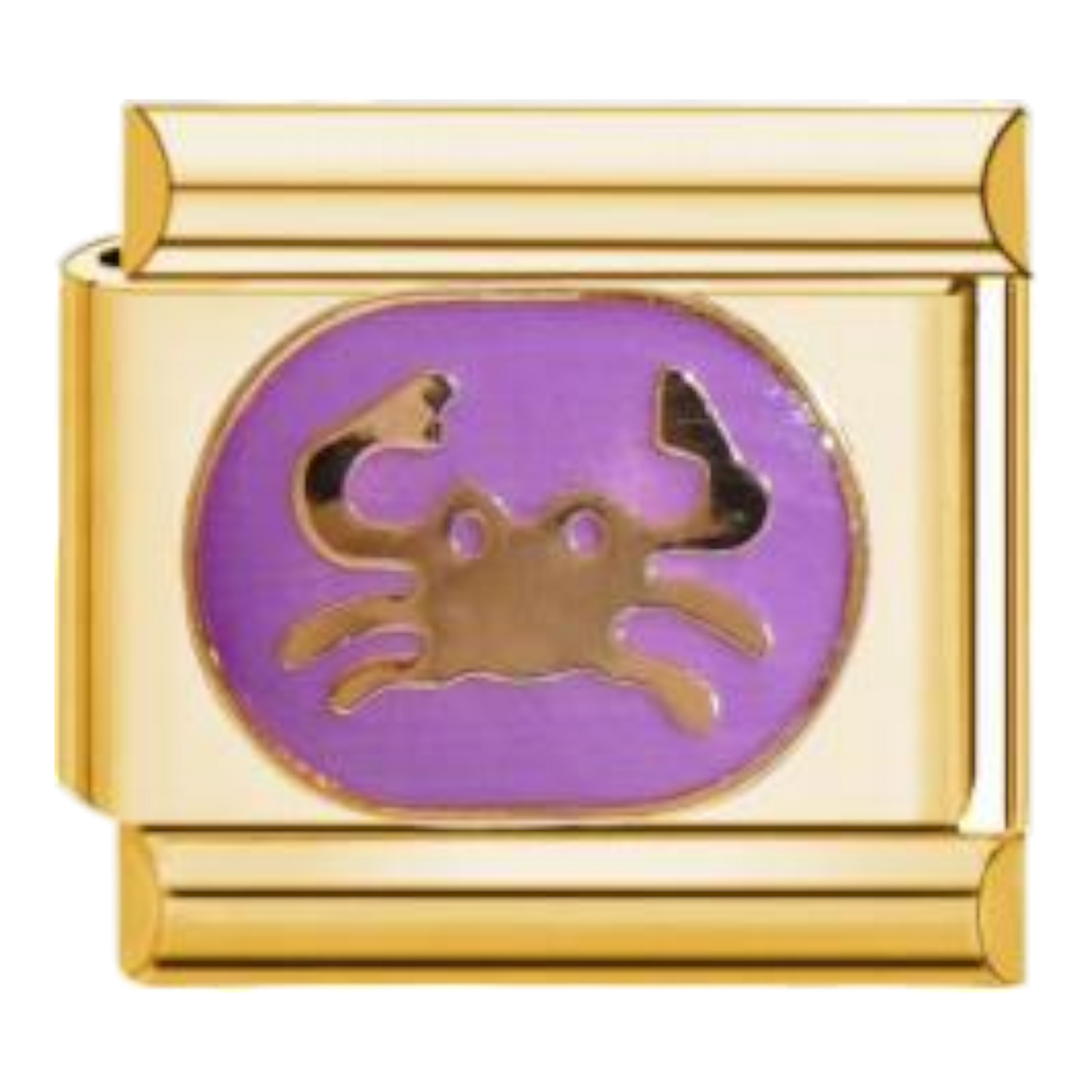 Charm del signo Cáncer con esmalte de color y acabado dorado
