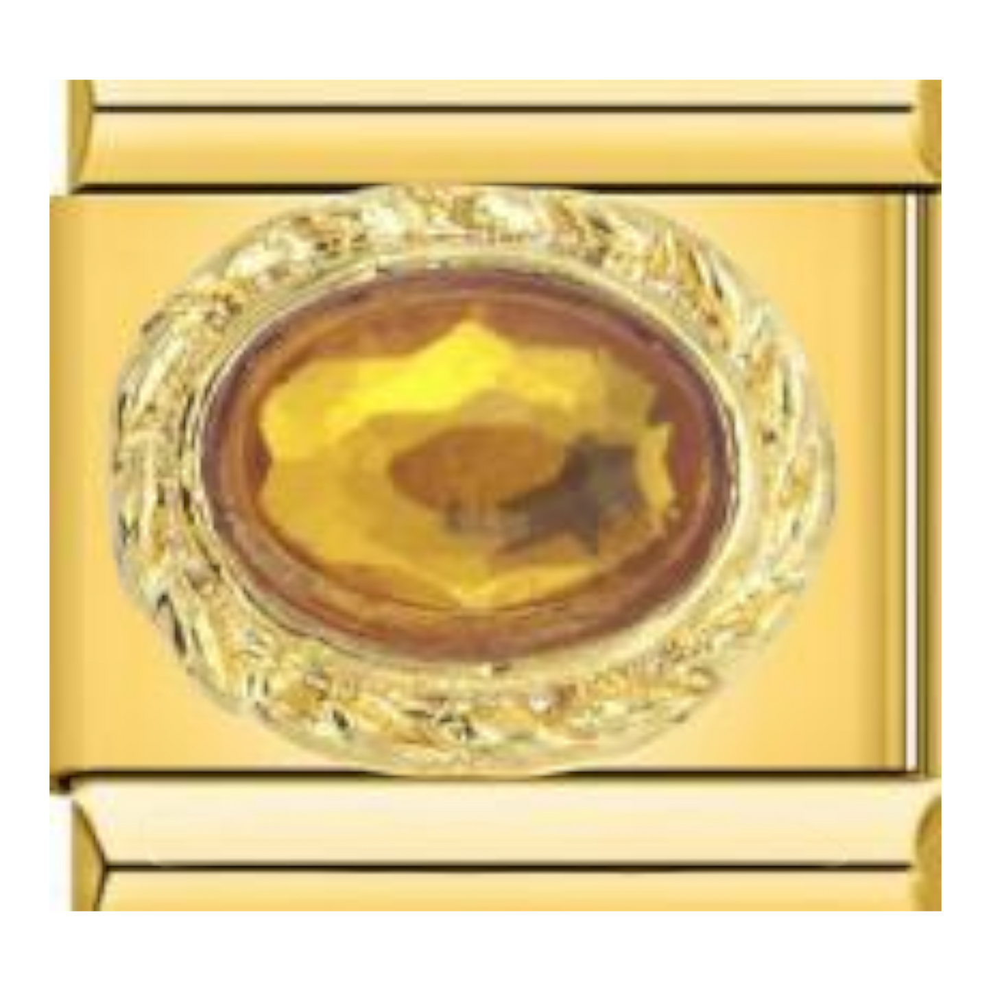 Piedra Ovalada con Circonitas - Ámbar