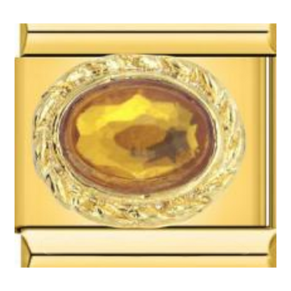 Piedra Ovalada con Circonitas - Ámbar