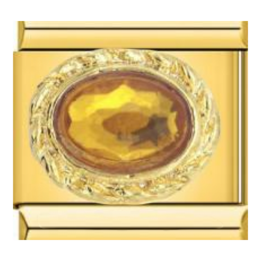 Piedra Ovalada con Circonitas - Ámbar