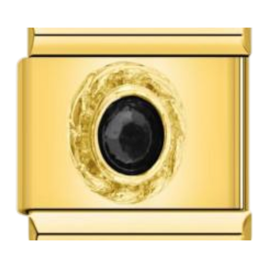 Piedra Ovalada Engastada - Ónix negro