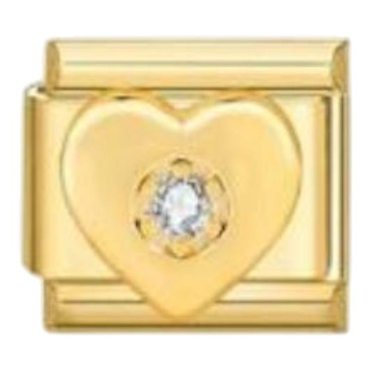 Corazón Dorado con Cristal