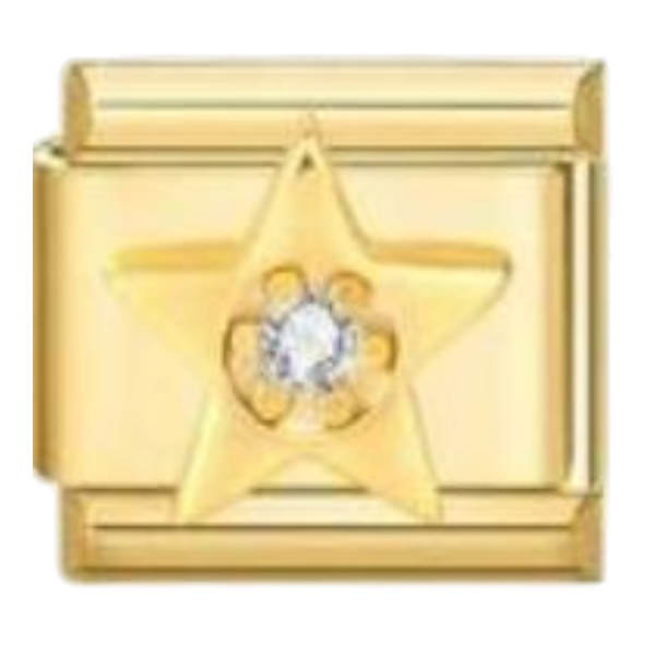 Estrella Dorada Calada con Cristal