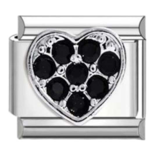 Corazón Negro con Cristales