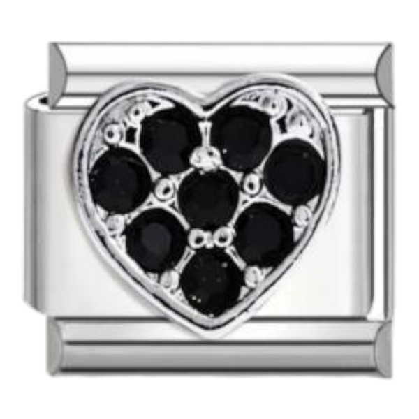 Corazón Negro con Cristales