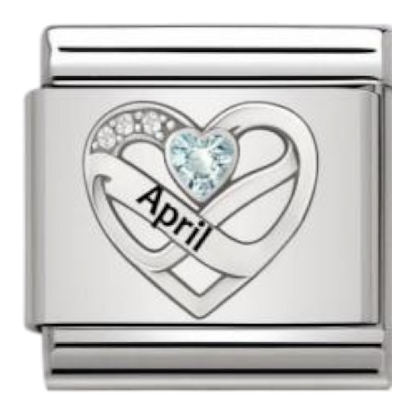 Corazón Abril Plateado