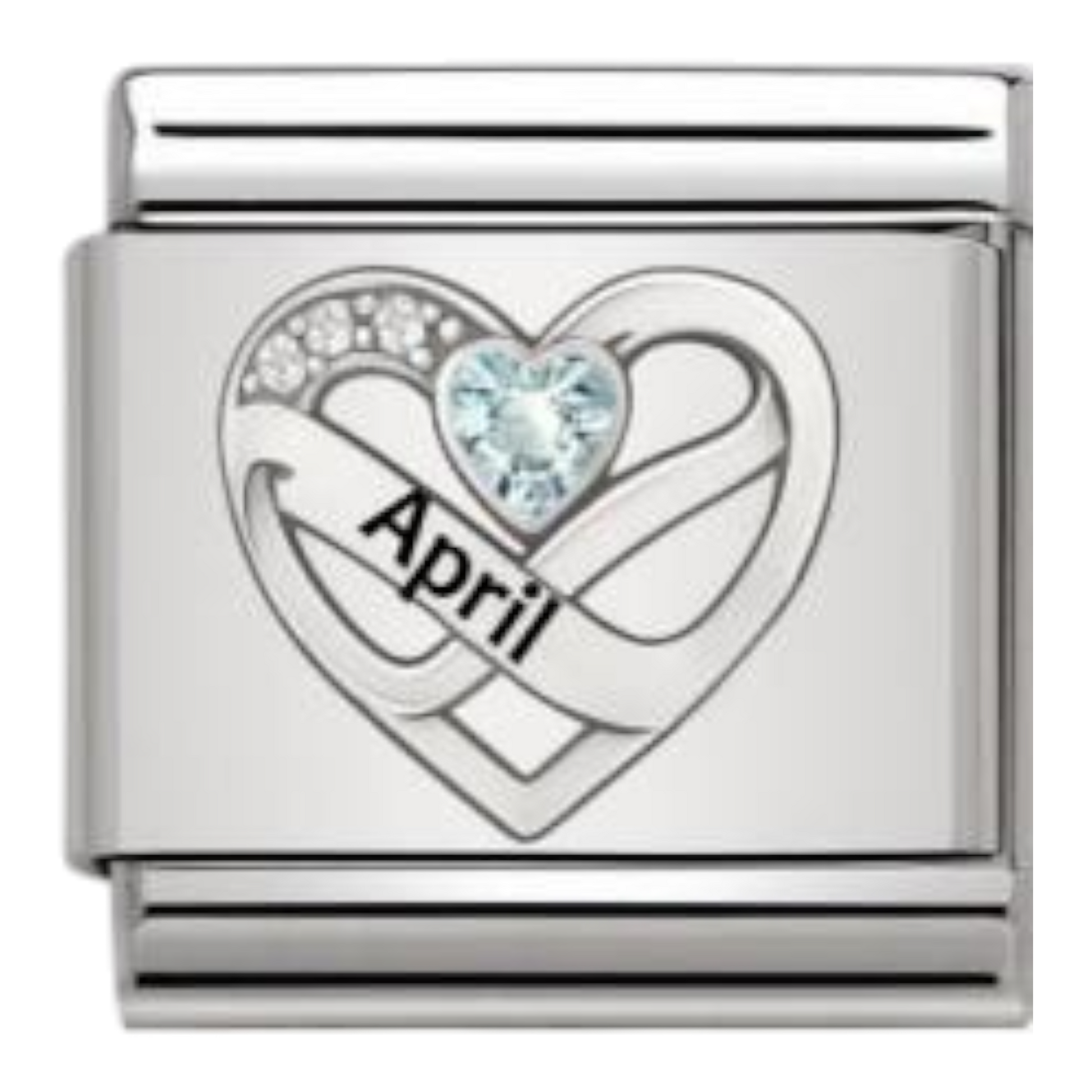 Corazón Abril Plateado
