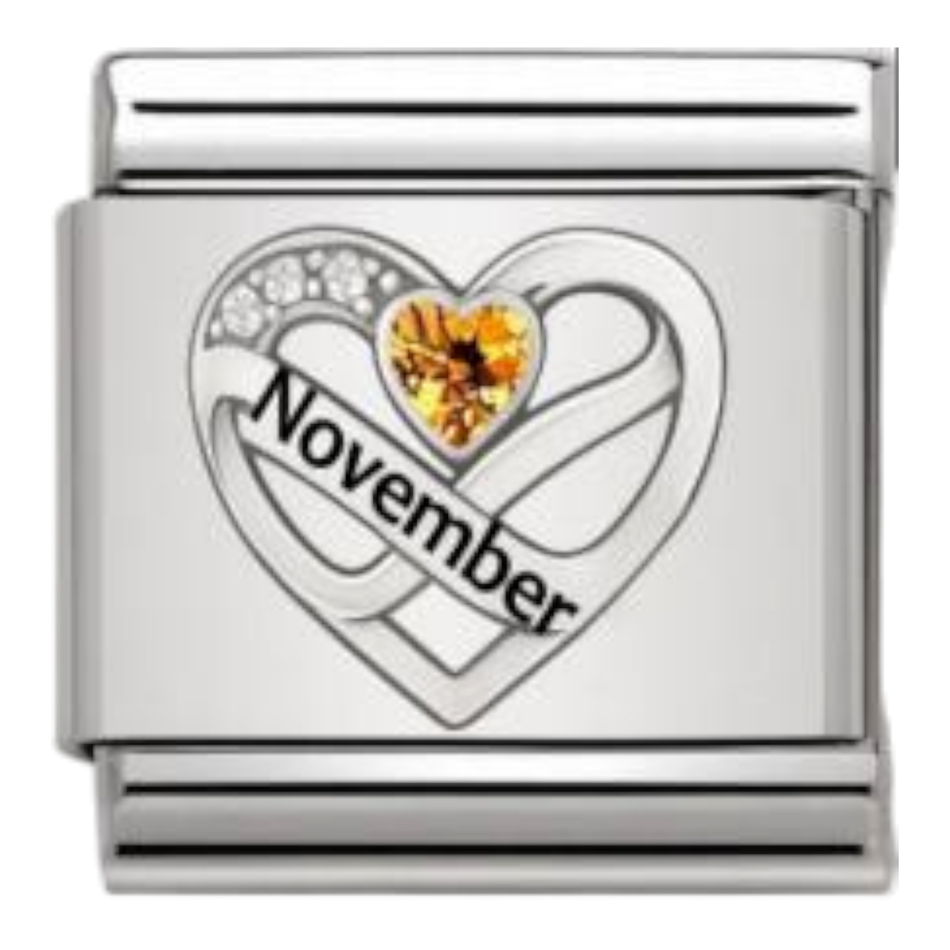 Corazón Noviembre Plateado