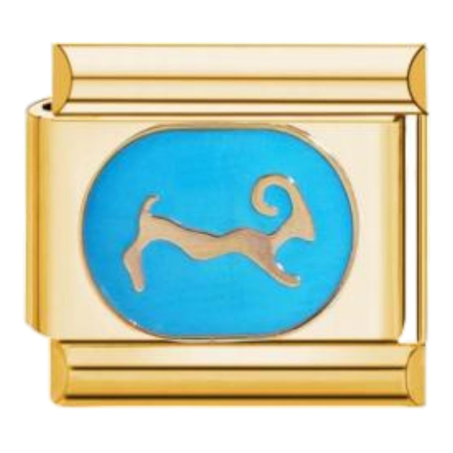 Charm del signo Piscis con esmalte de color y acabado dorado