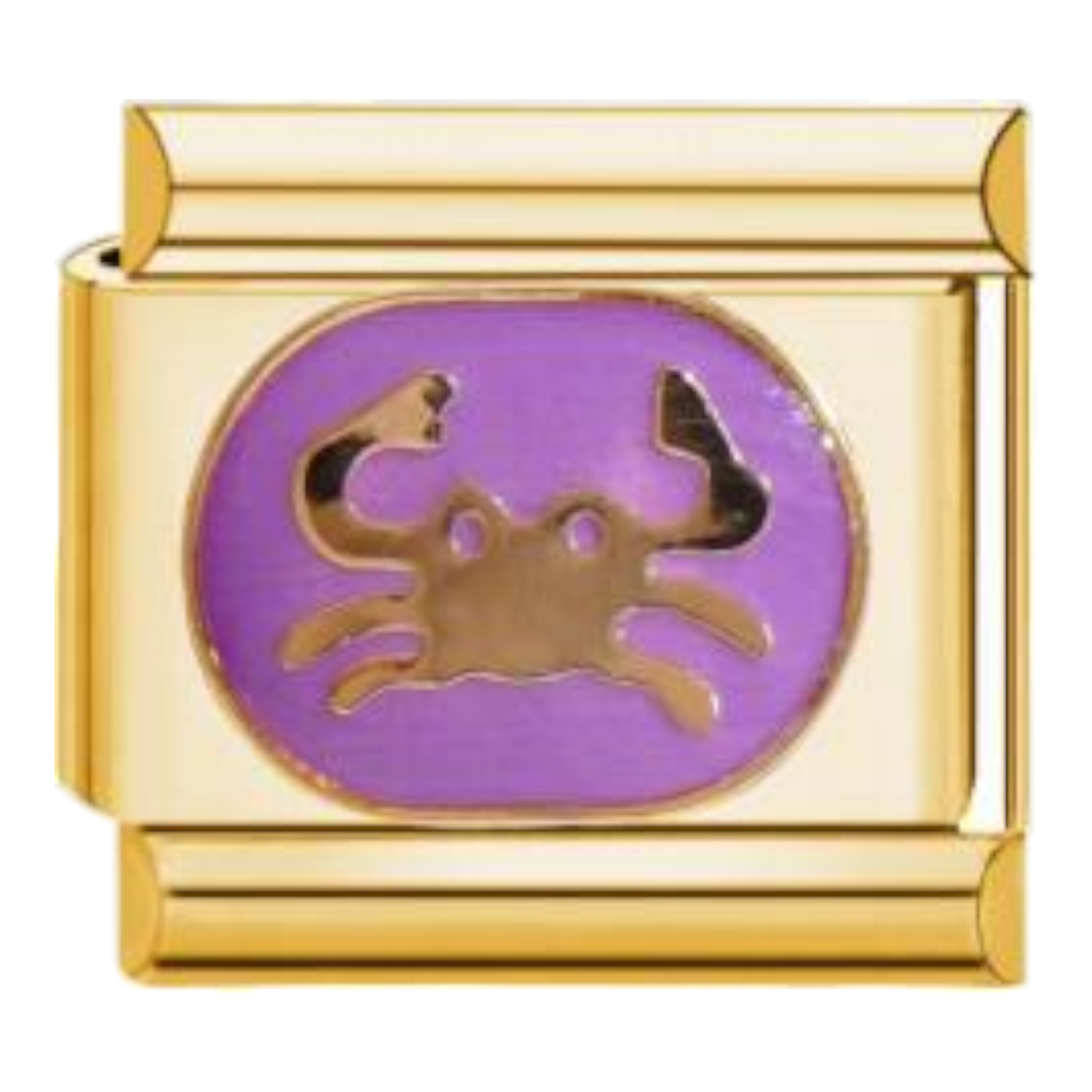 Charm del signo Cáncer con esmalte de color y acabado dorado