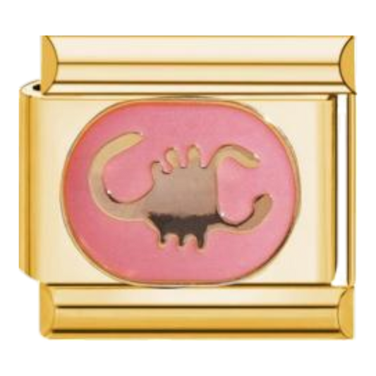 Charm del signo Escorpio con esmalte de color y acabado dorado