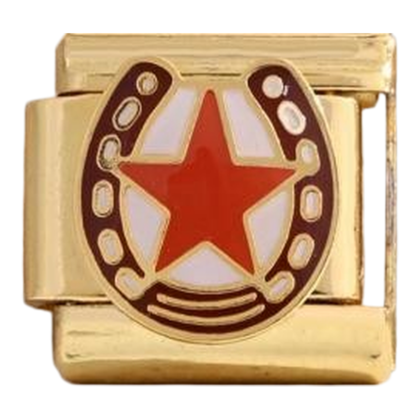 Herradura Dorada con Estrella Roja