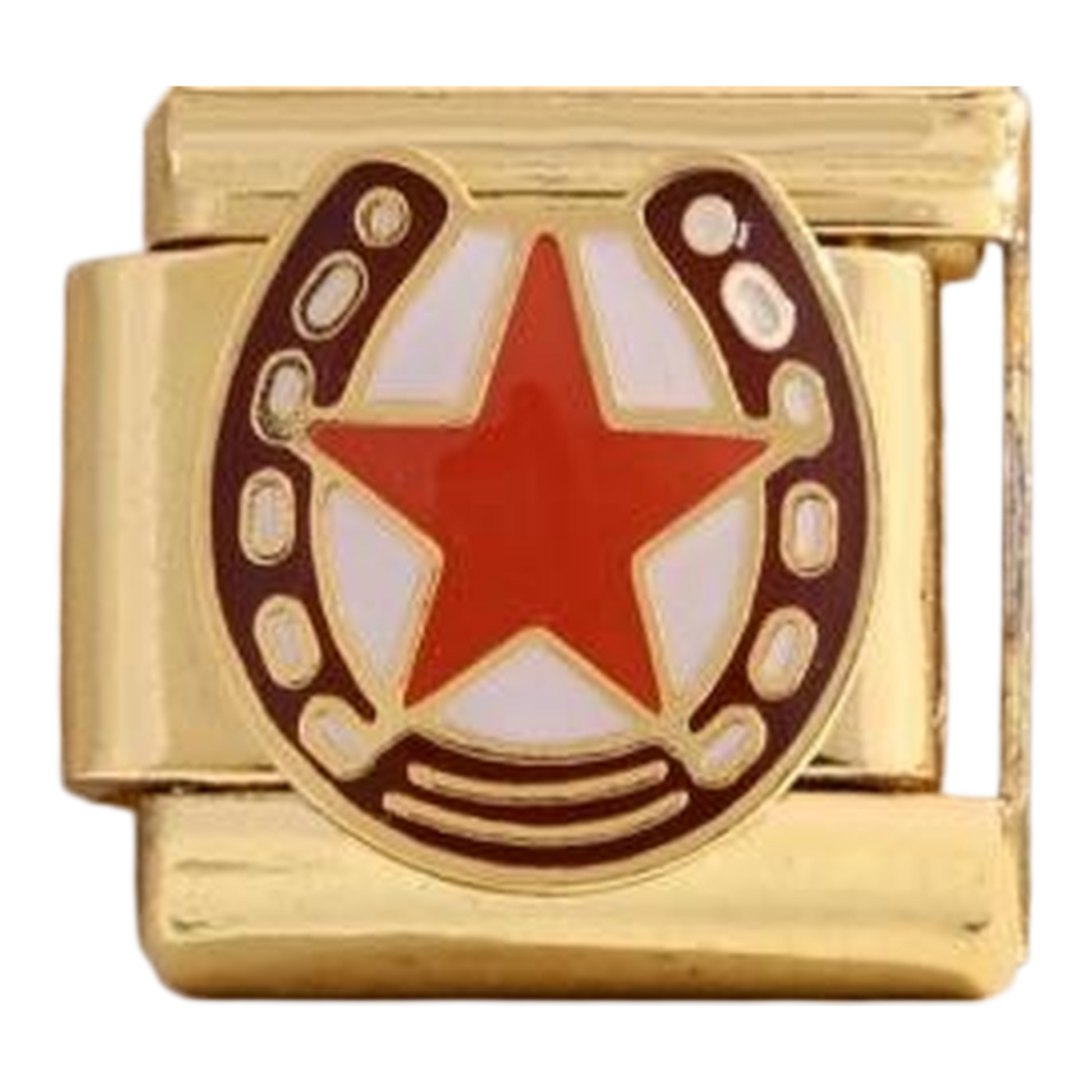 Herradura Dorada con Estrella Roja