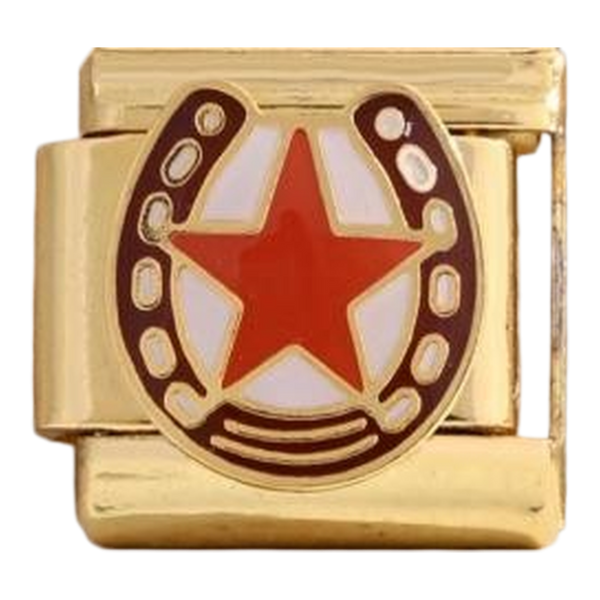 Herradura Dorada con Estrella Roja